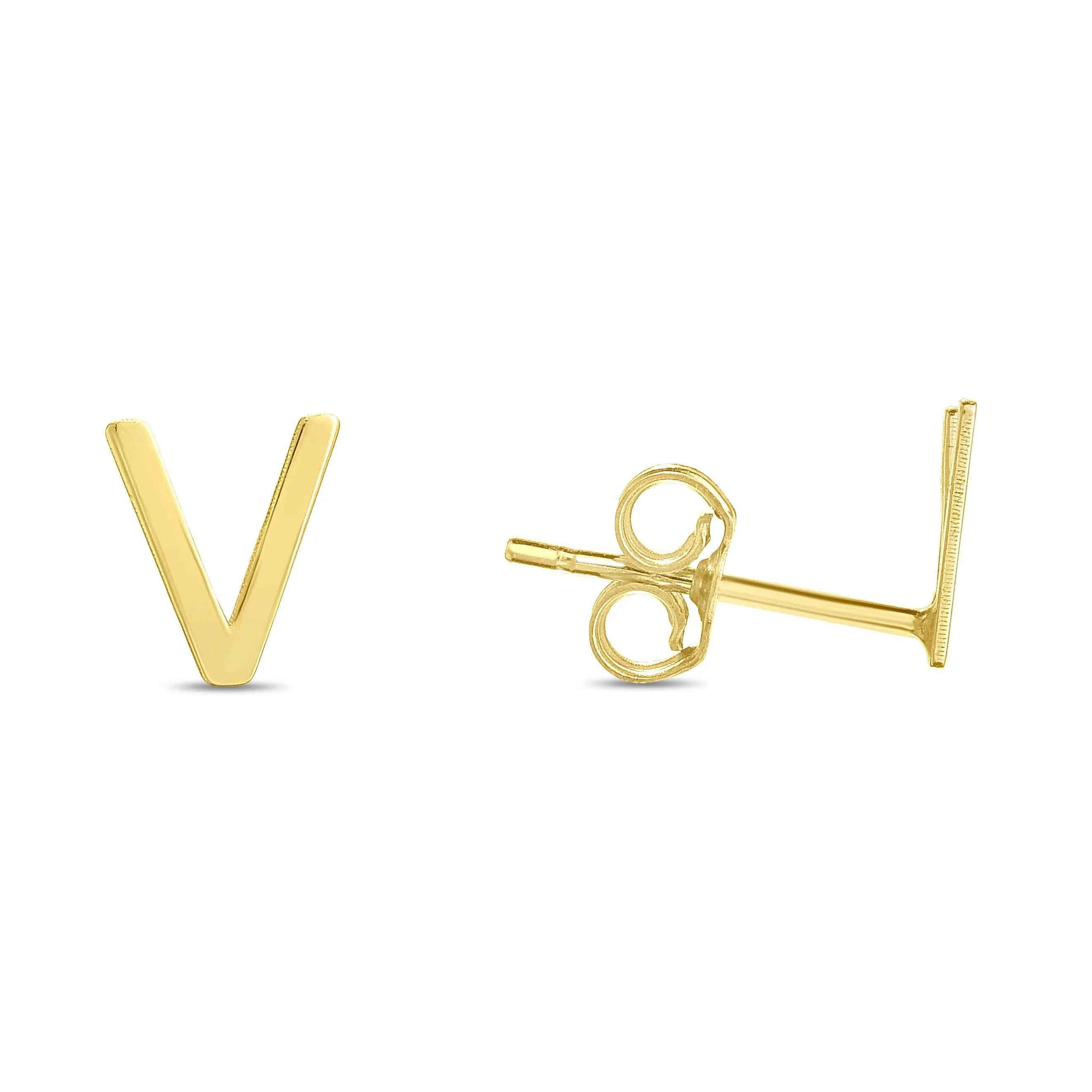 14K Gold Initial 'A Through Z' Stud Earring
