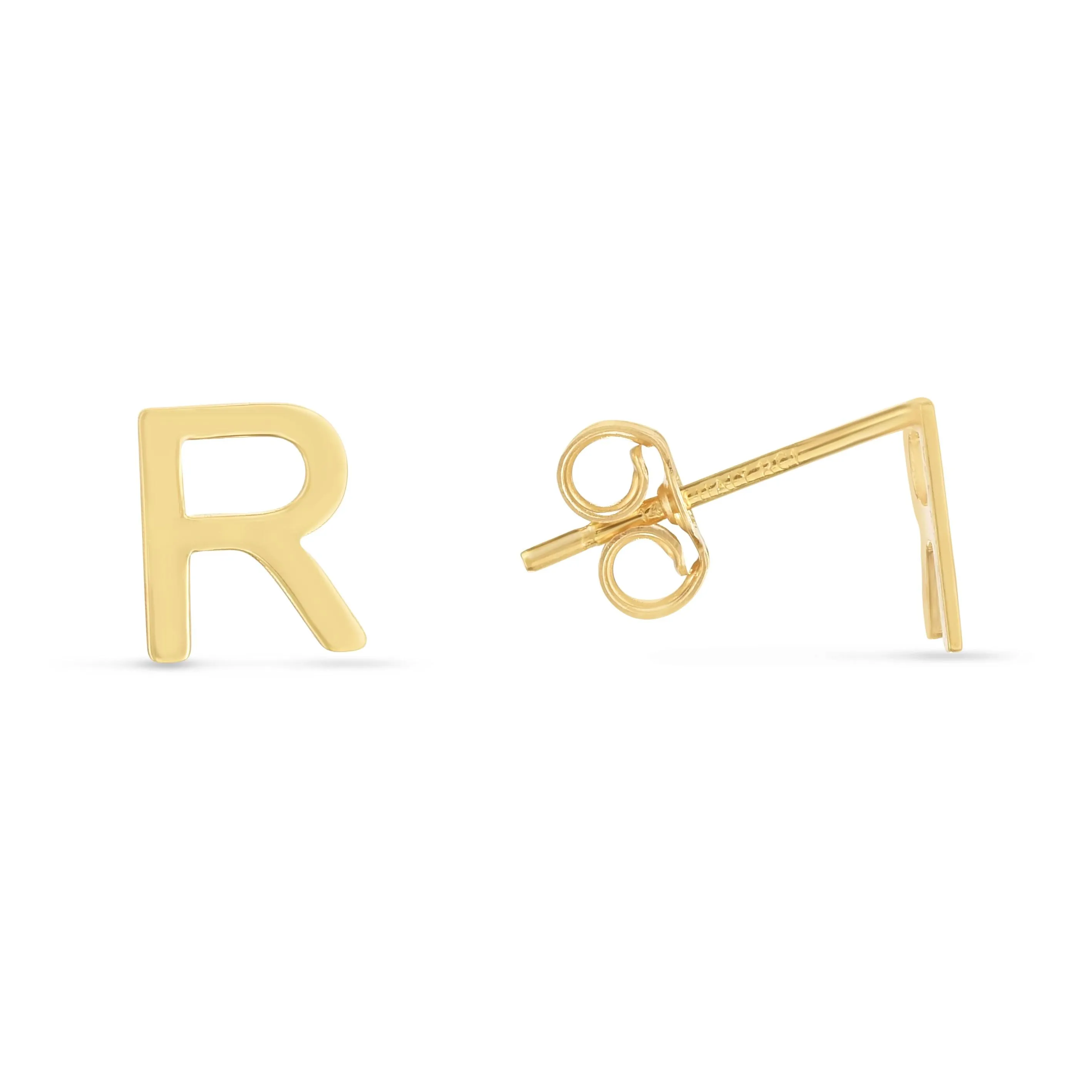 14K Gold Initial 'A Through Z' Stud Earring