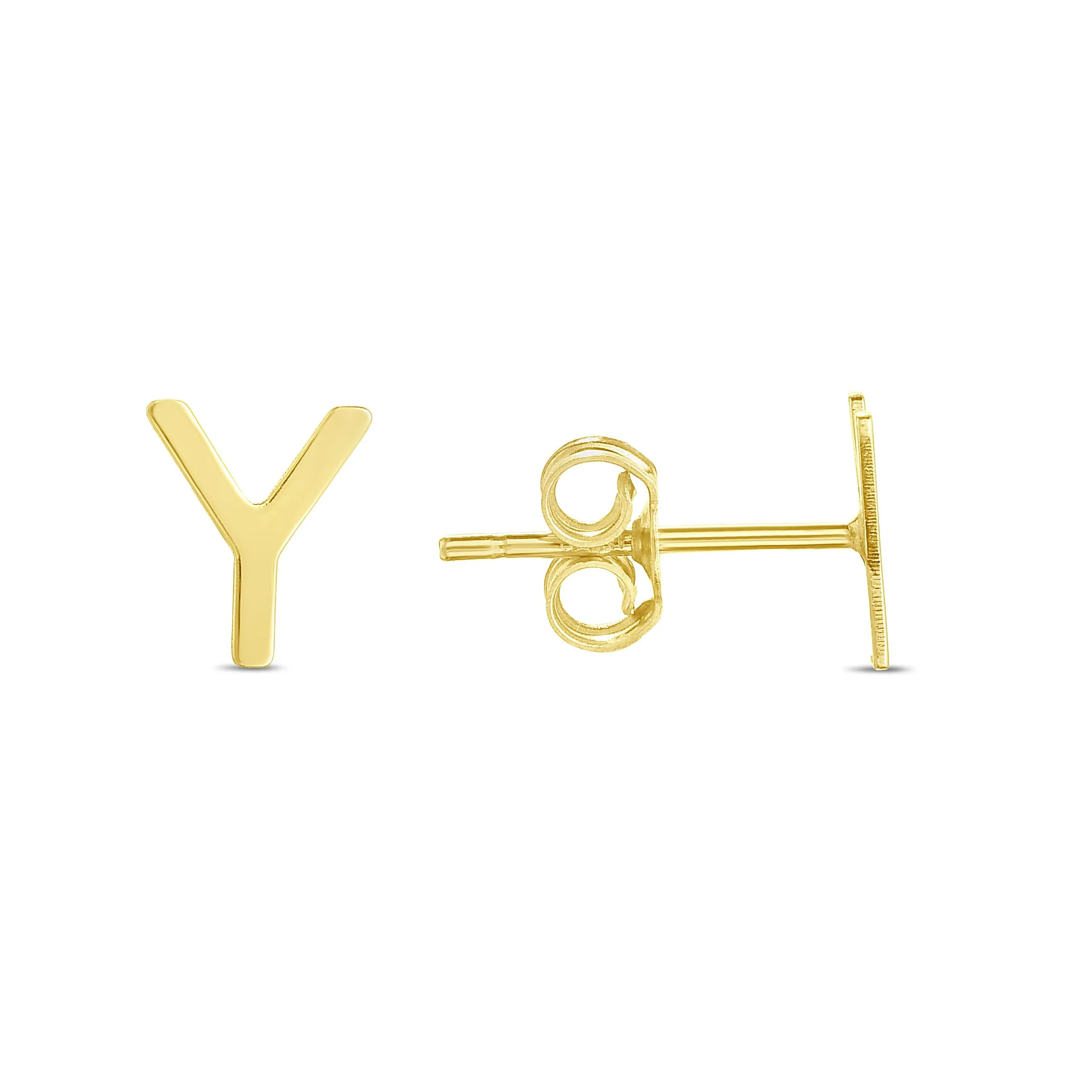 14K Gold Initial 'A Through Z' Stud Earring