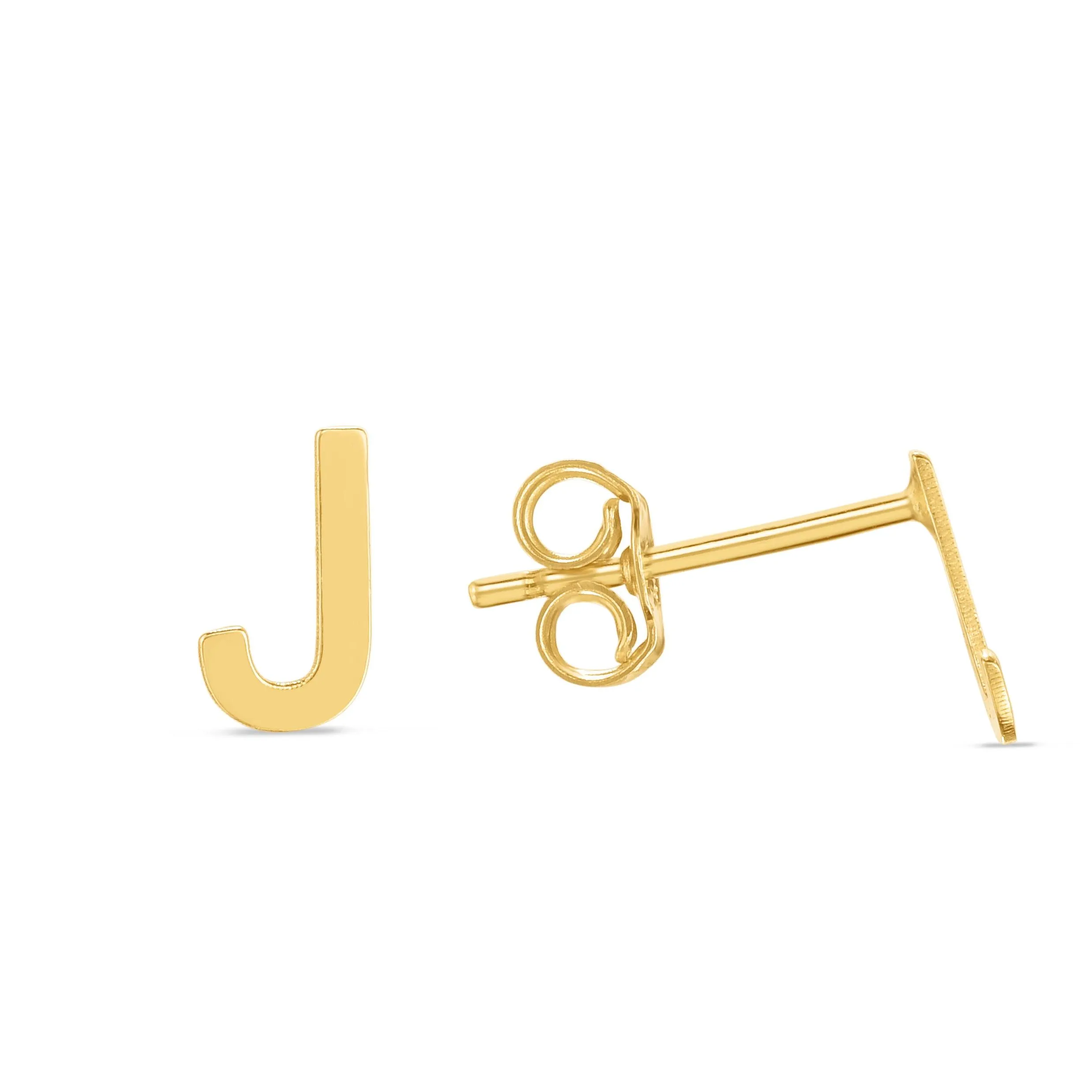14K Gold Initial 'A Through Z' Stud Earring