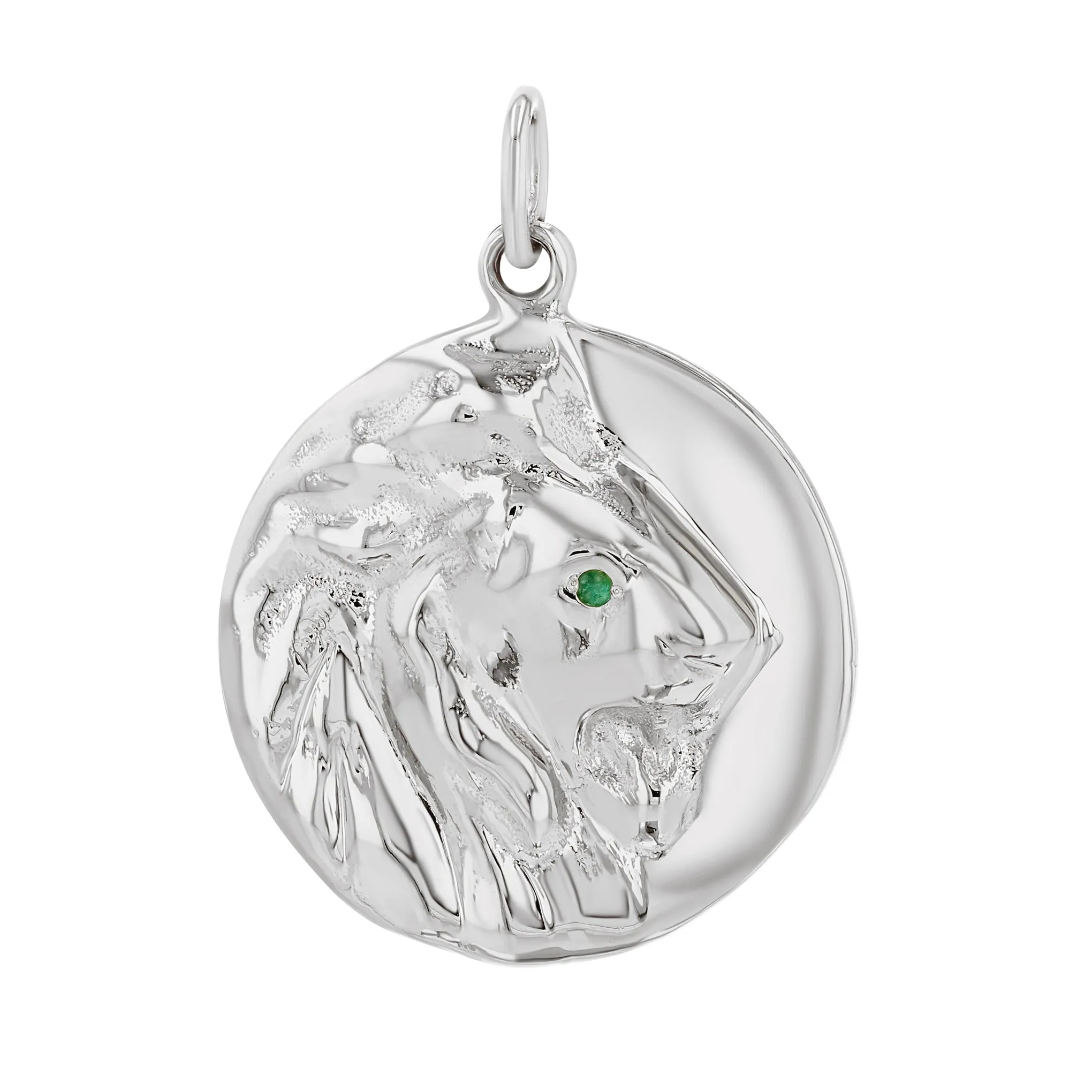 14K Gold Lion Medallion Charm Pendant, XL Size