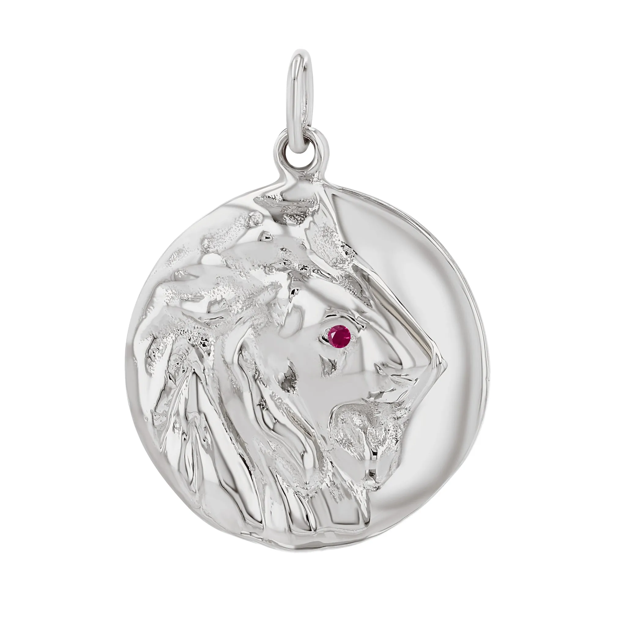 14K Gold Lion Medallion Charm Pendant, XL Size