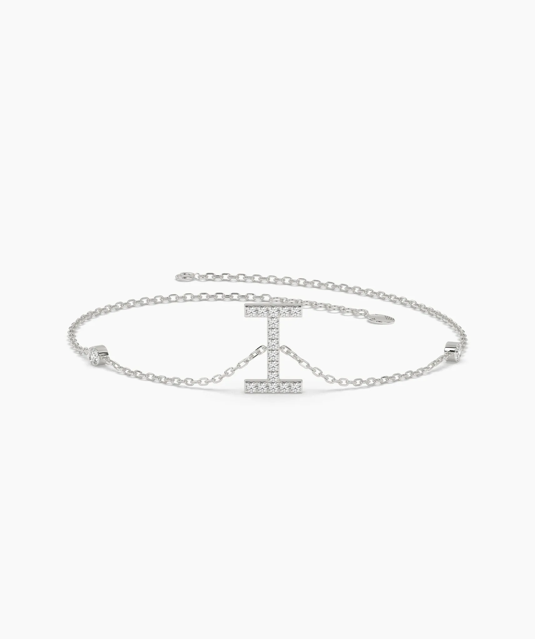 14K Gold "I" Initial Diamond Bracelet