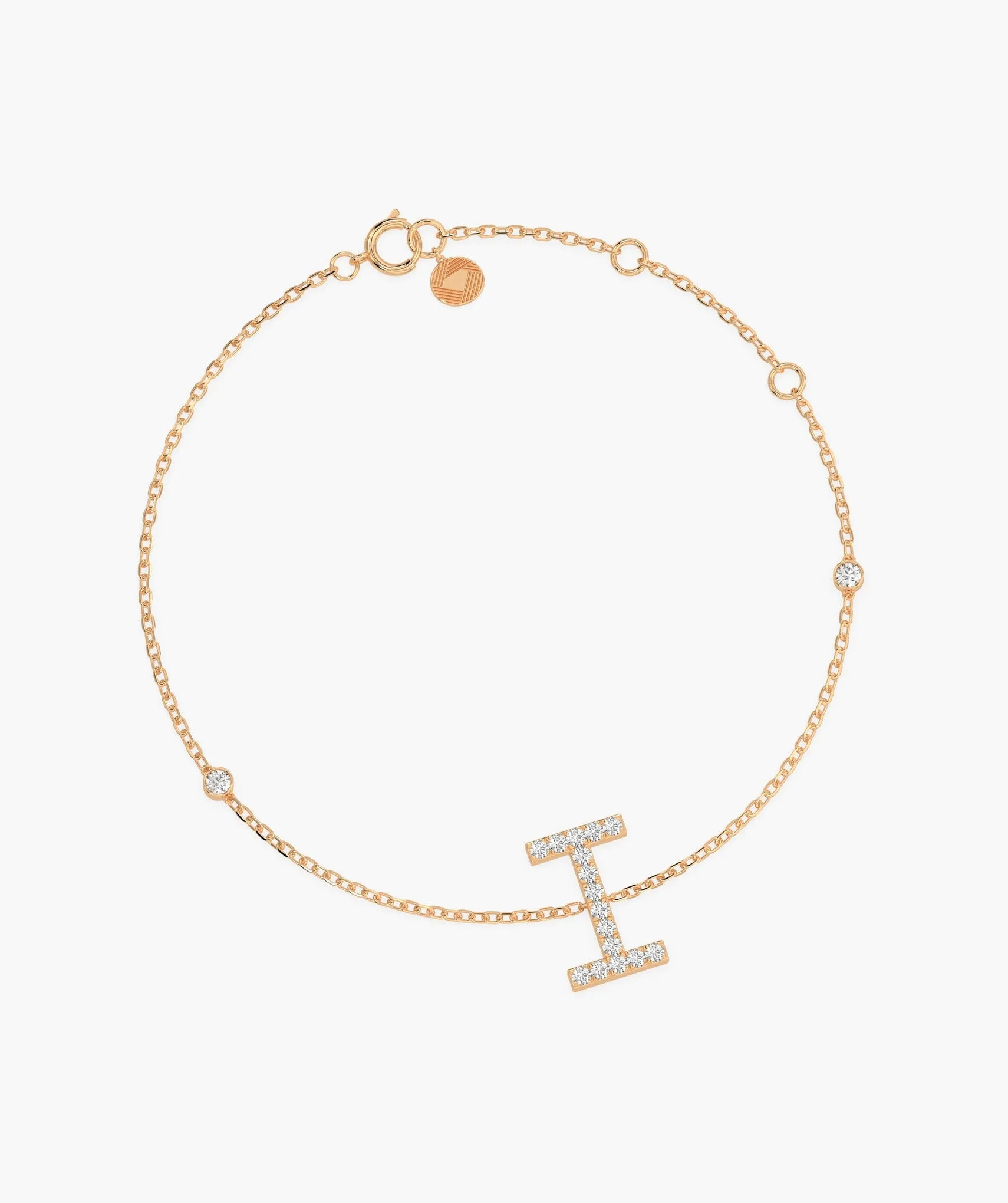 14K Gold "I" Initial Diamond Bracelet