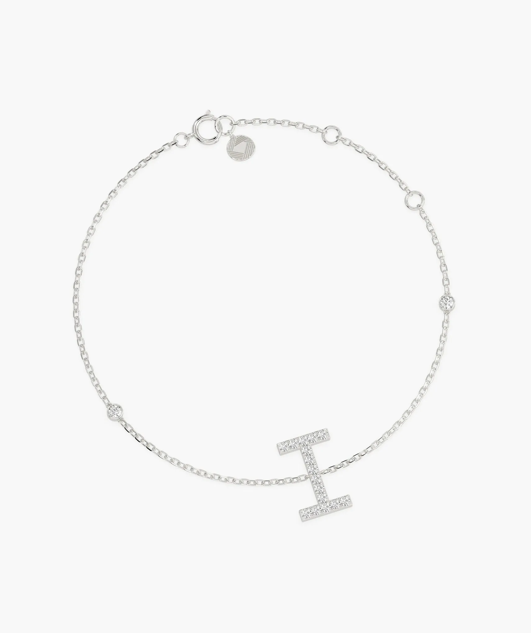 14K Gold "I" Initial Diamond Bracelet