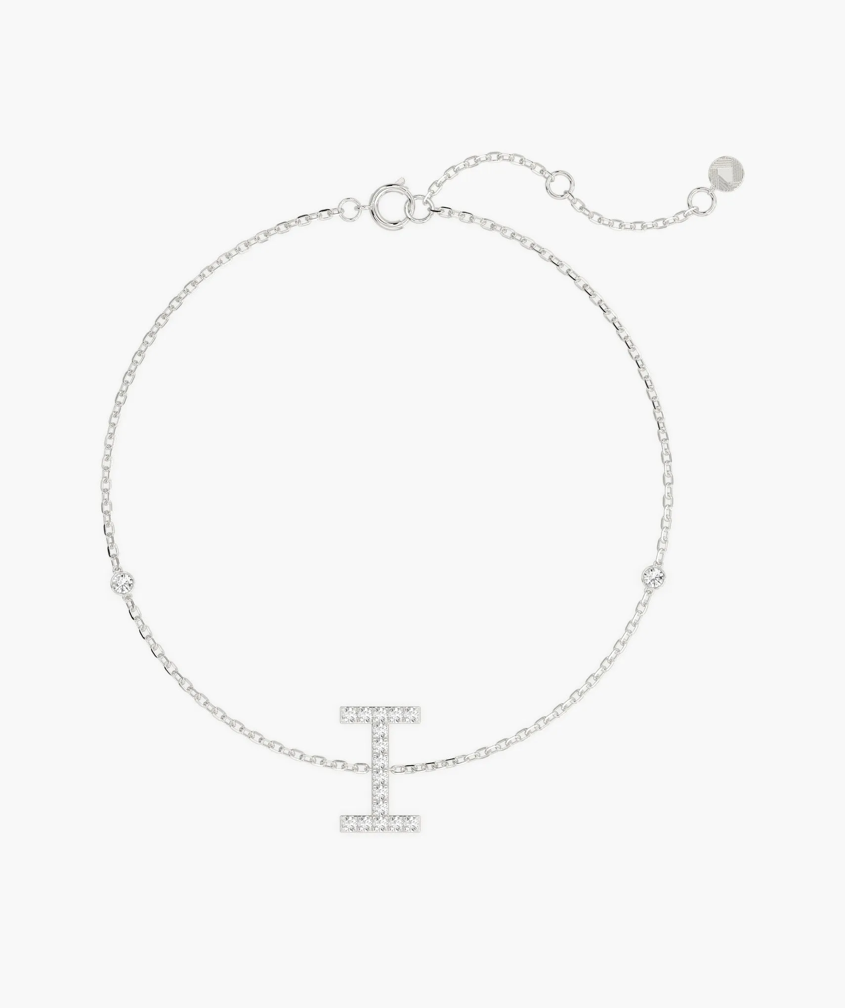 14K Gold "I" Initial Diamond Bracelet