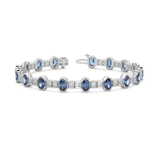 14k Gold Royal Blue Sapphire Diamond Bracelet (12.0.cts.tw)