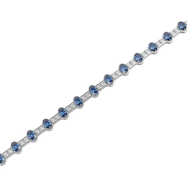 14k Gold Royal Blue Sapphire Diamond Bracelet (12.0.cts.tw)