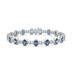 14k Gold Royal Blue Sapphire Diamond Bracelet (12.0.cts.tw)