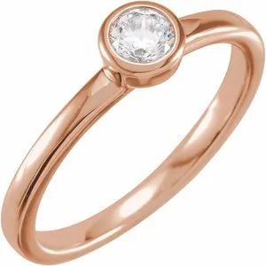 14K Rose 1 CT Lab-Grown Diamond Bezel-Set Ring