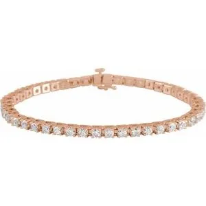 14K Rose 5 CTW Natural Diamond Line 7 1/4" Bracelet