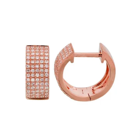 14k Rose Gold Diamond Huggie Earrings