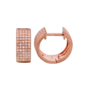 14k Rose Gold Diamond Huggie Earrings