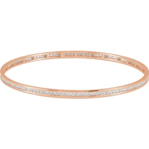 14k Rose Gold Diamond Stackable Bangle Bracelet