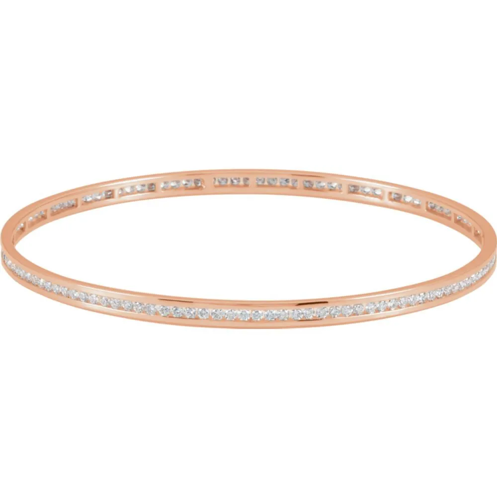 14k Rose Gold Diamond Stackable Bangle Bracelet