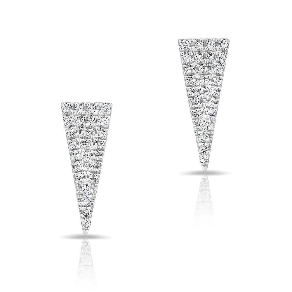 14K Rose Gold Diamond Triangle Stud Earrings