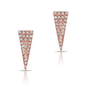 14K Rose Gold Diamond Triangle Stud Earrings