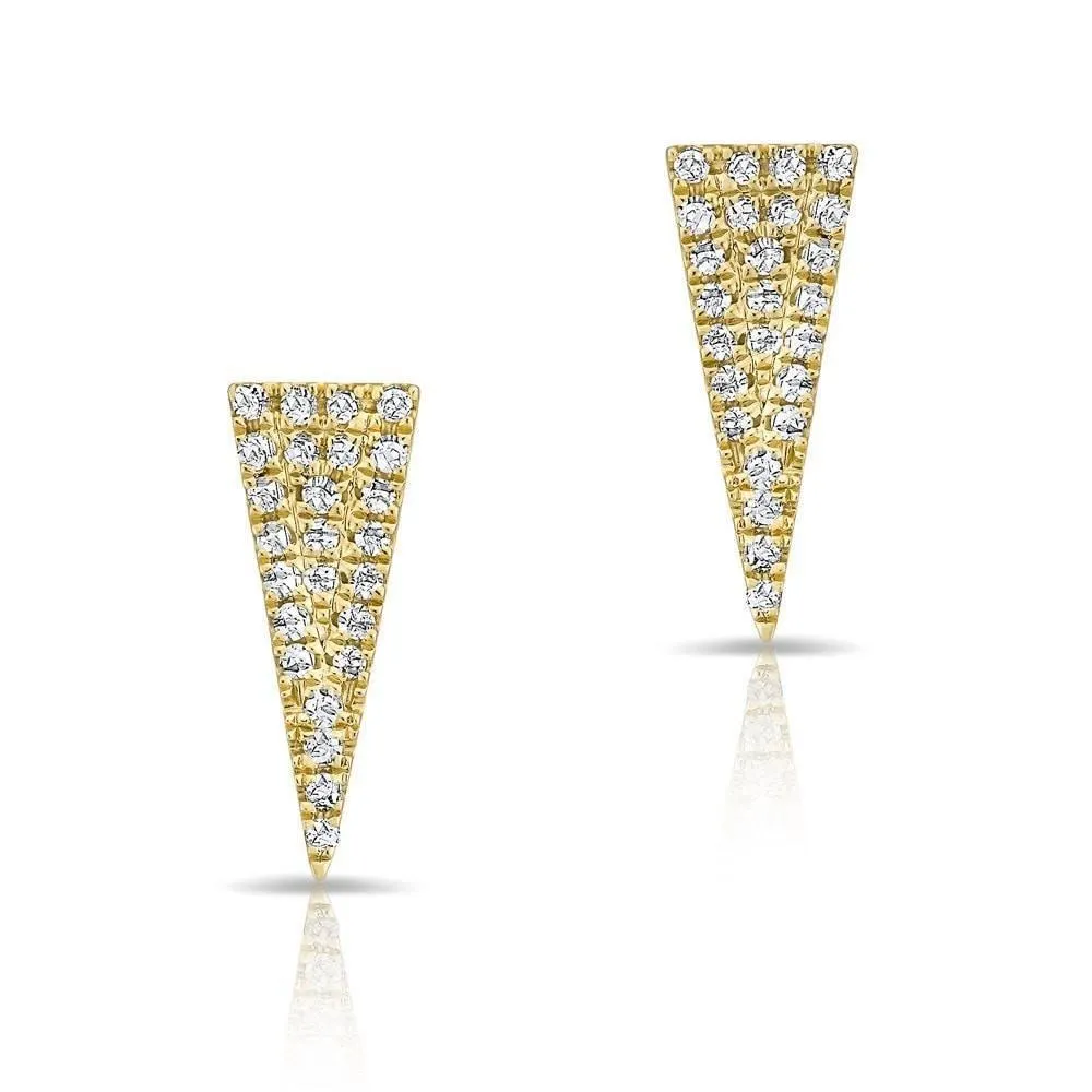 14K Rose Gold Diamond Triangle Stud Earrings