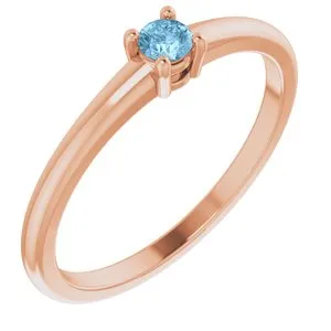 14K Rose Natural Sky Blue Topaz Ring