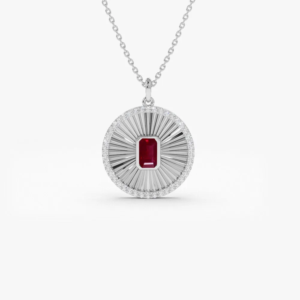 14K Ruby and Diamond Medallion Necklace