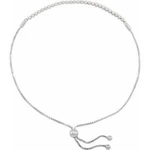 14K White 1/2 CTW Natural Diamond Bolo 7 1/2-9 1/2" Bracelet