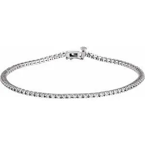 14K White 7/8 CTW Natural Diamond Line 7 1/4" Bracelet