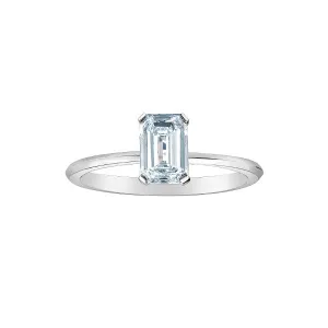 14K White Gold (0.50ct) Emerald Cut Lab Grown Diamond Engagement Ring