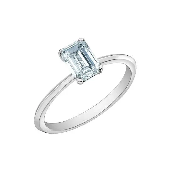 14K White Gold (0.50ct) Emerald Cut Lab Grown Diamond Engagement Ring