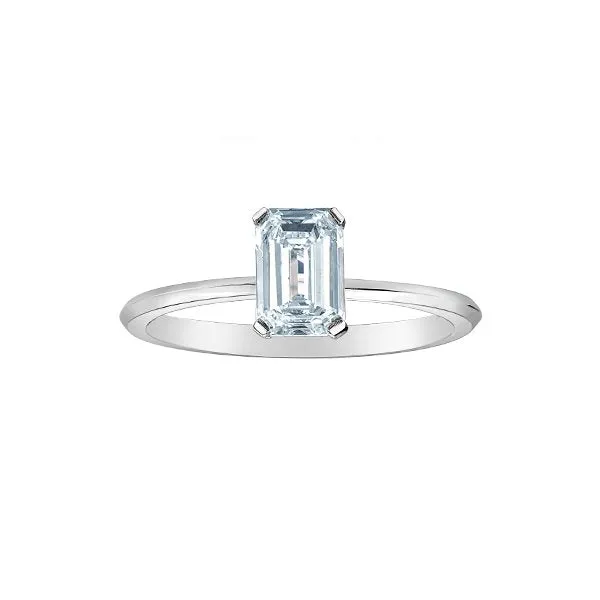 14K White Gold (0.50ct) Emerald Cut Lab Grown Diamond Engagement Ring