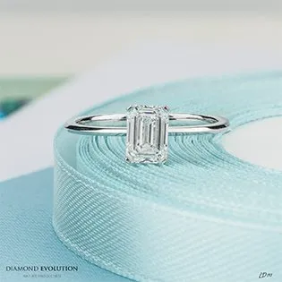 14K White Gold (0.50ct) Emerald Cut Lab Grown Diamond Engagement Ring
