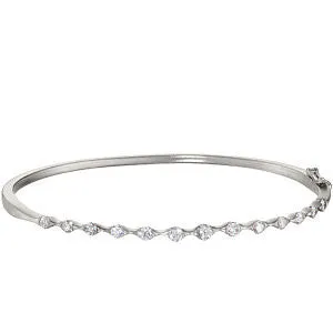 14k White Gold 1 CTW Diamond Bangle Bracelet