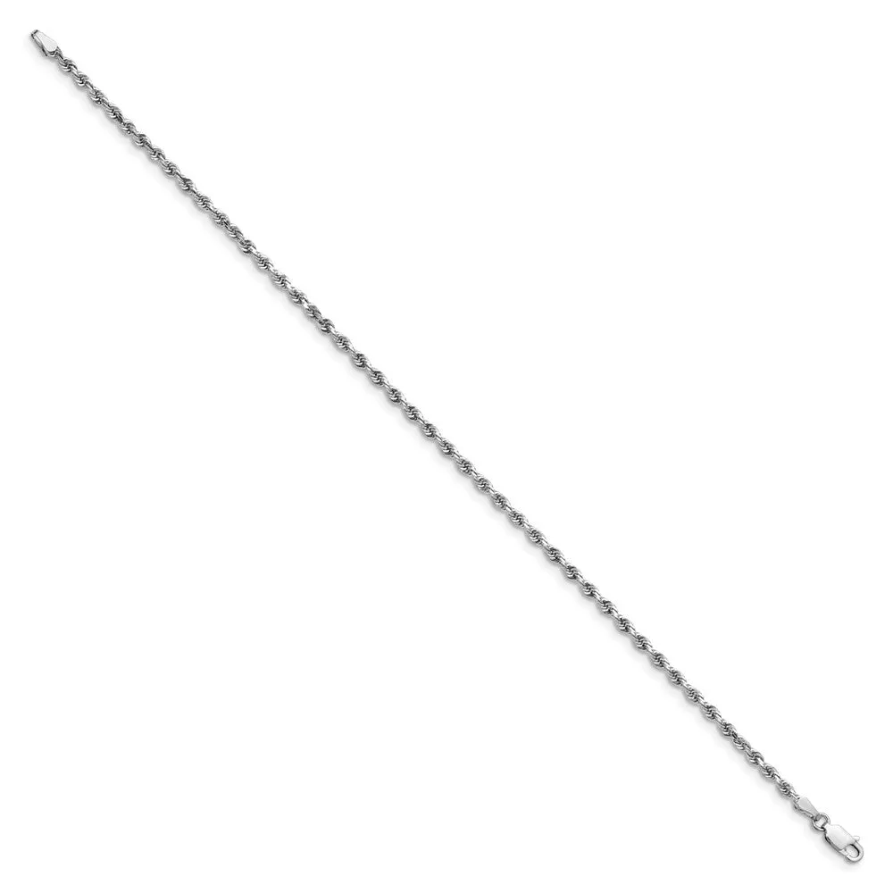 14k White Gold 2.75mm Diamond-cut Quadruple Rope Lobster Clasp Chain Bracelet