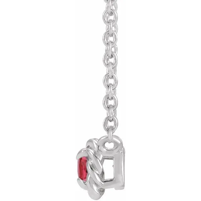 14K White Gold 3 mm Lab-Grown Ruby Claw-Prong Rope 18" Necklace