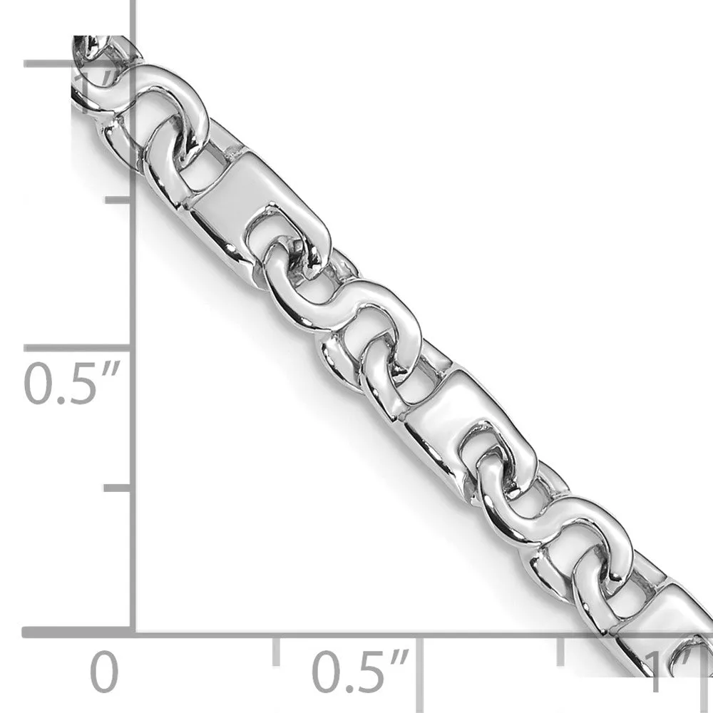 14k White Gold 4.4mm Hand Polished Fancy Link with Fancy Lobster Clasp Bracelet