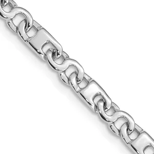 14k White Gold 4.4mm Hand Polished Fancy Link with Fancy Lobster Clasp Bracelet