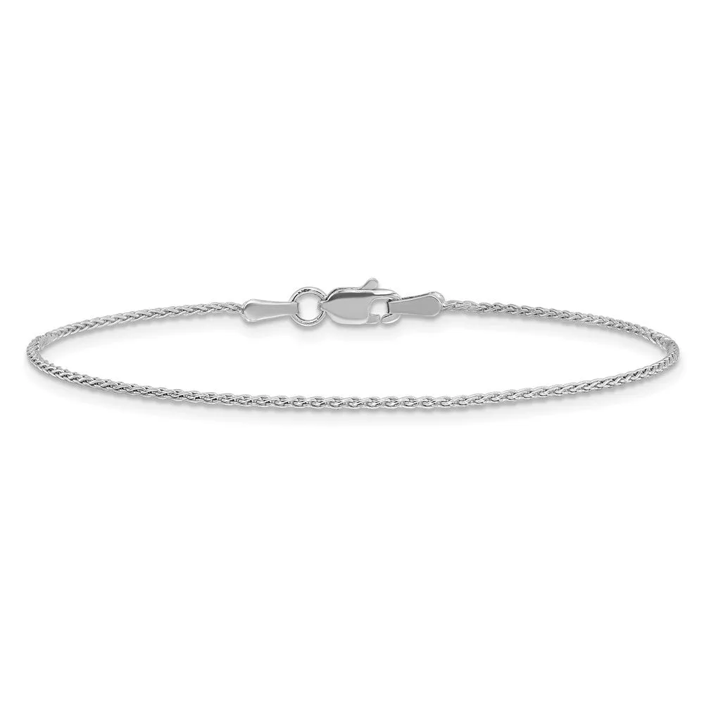 14K White Gold 6 inch 1.2mm Parisian Wheat with Lobster Clasp Bracelet