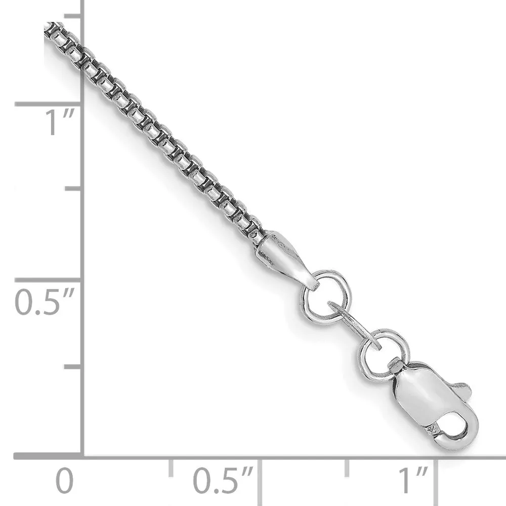 14K White Gold 7 inch 1.5mm Semi-Solid Round Box with Lobster Clasp Bracelet