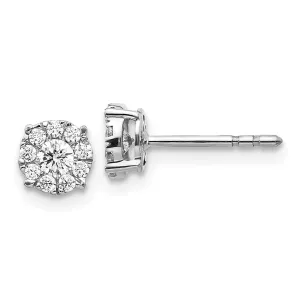 14k White Gold Diamond Cluster design Post Earring