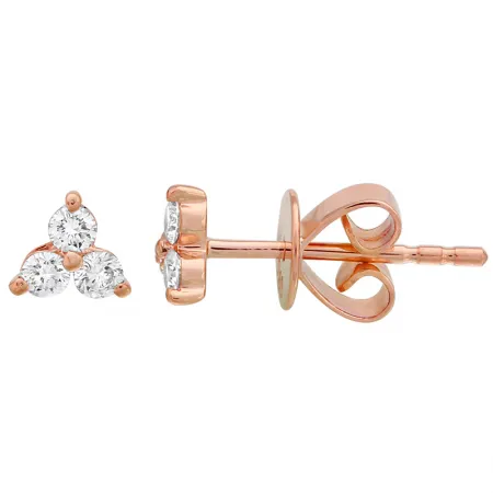 14K White Gold Diamond Trio Stud Earrings