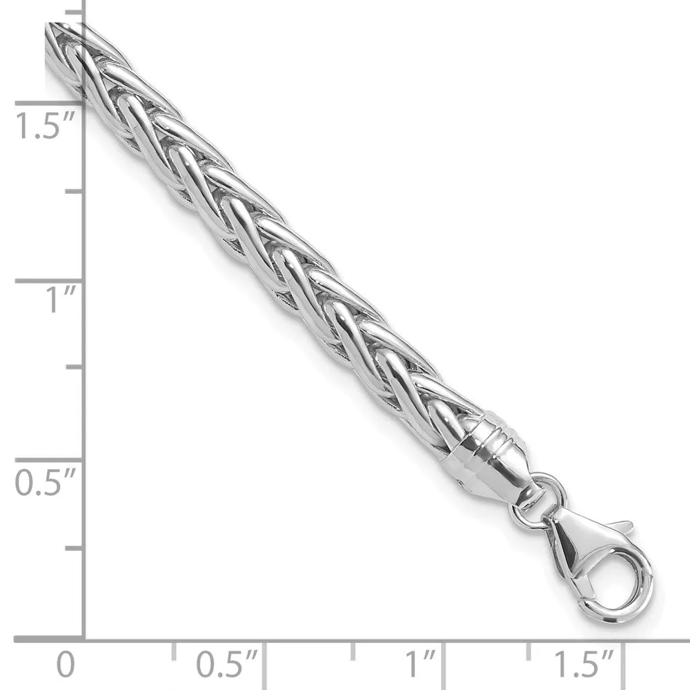 14k White Gold Polished 8.25in Wheat Chain Bracelet
