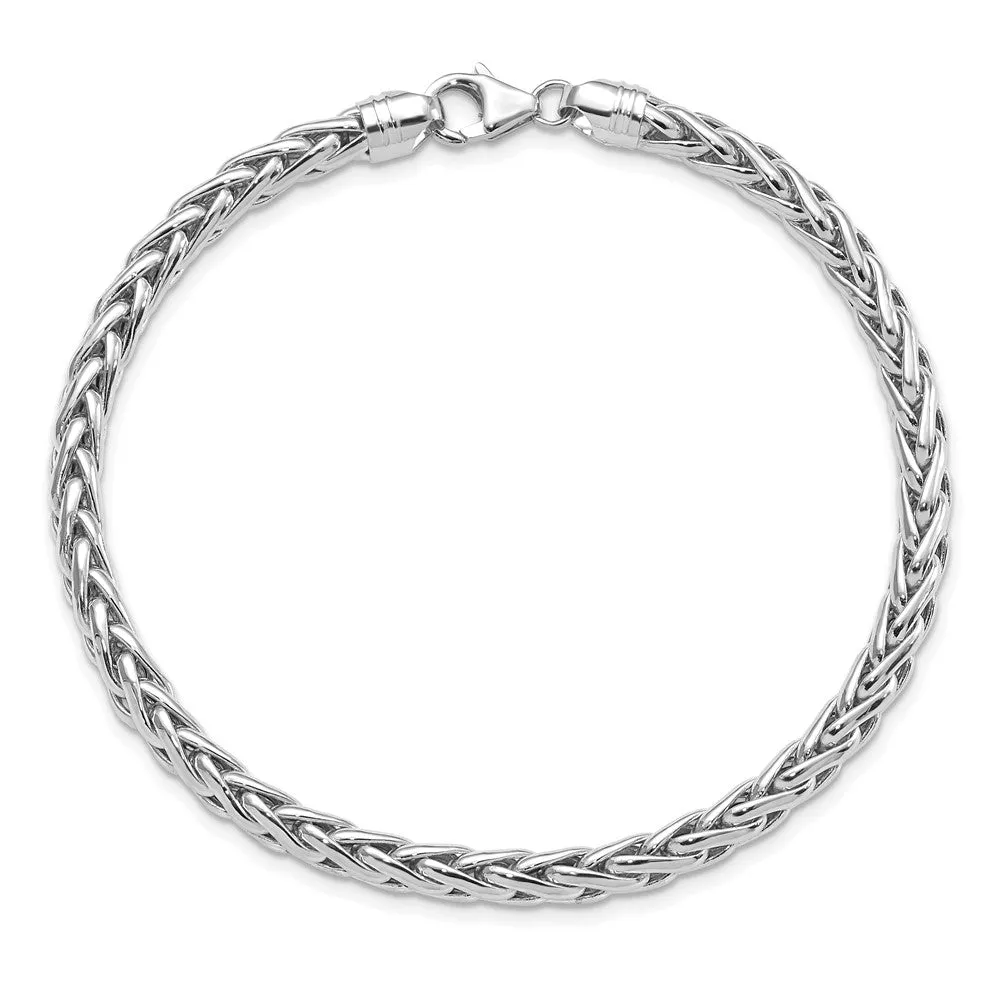 14k White Gold Polished 8.25in Wheat Chain Bracelet