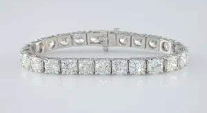 14k White Gold Round Diamond Tennis Bracelet 1 Ct Each! TDW 25.05 ct Gorgeous!