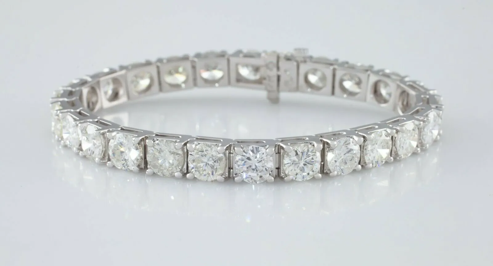 14k White Gold Round Diamond Tennis Bracelet 1 Ct Each! TDW 25.05 ct Gorgeous!