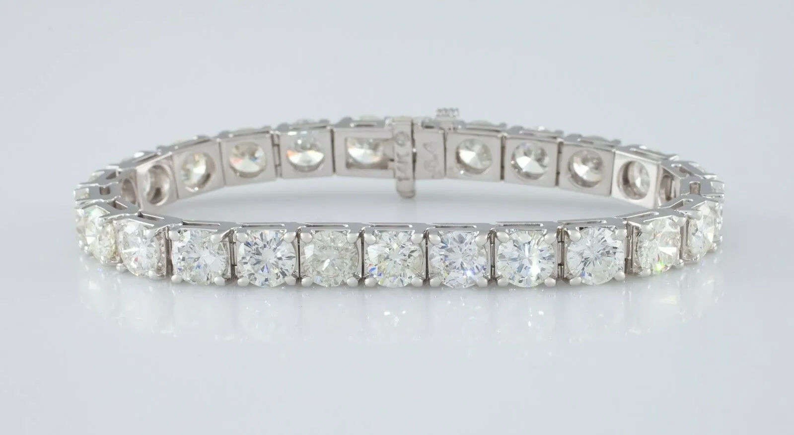 14k White Gold Round Diamond Tennis Bracelet 1 Ct Each! TDW 25.05 ct Gorgeous!