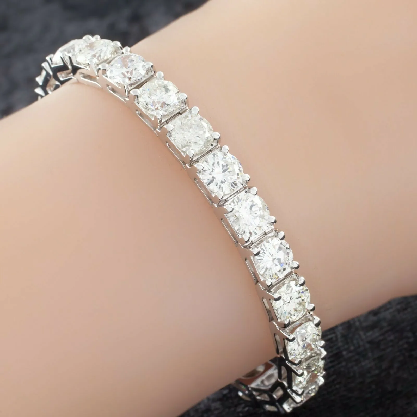 14k White Gold Round Diamond Tennis Bracelet 1 Ct Each! TDW 25.05 ct Gorgeous!