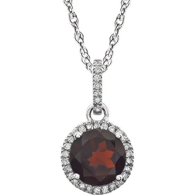 14k White Gold Sky Gemstone & Diamond Halo Necklace