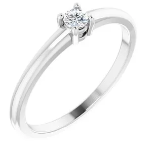 14K White Natural White Sapphire Ring