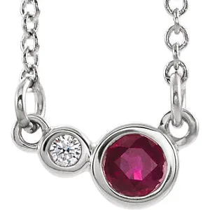 14K White Ruby & .02 CTW Diamond 18" Necklace