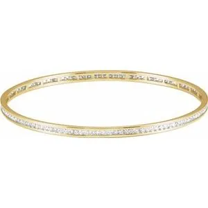 14K Yellow  1 1/2 CTW Diamond Stackable Bangle 8" Bracelet
