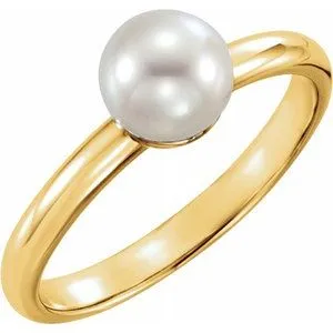 14K Yellow 6.5-7.0mm Freshwater Cultured Pearl Ring